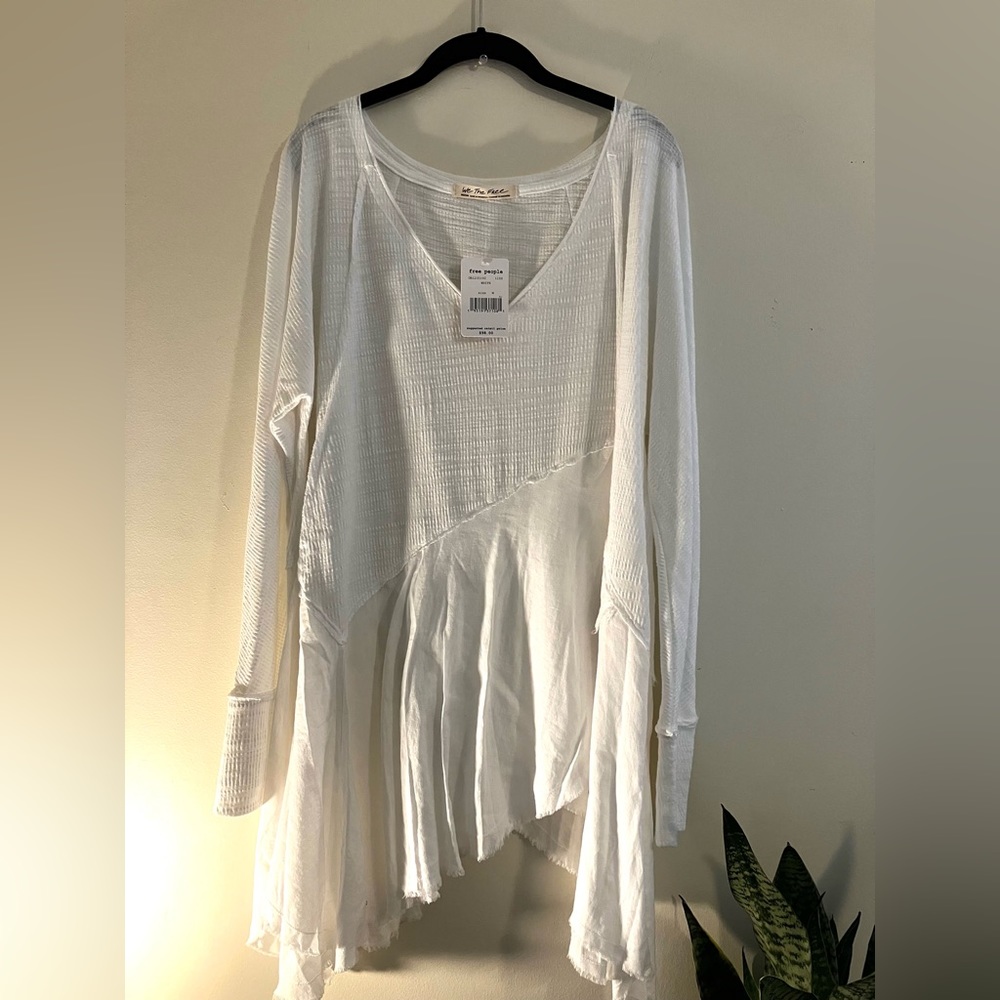 Free People raw edge long sleeve tunic
